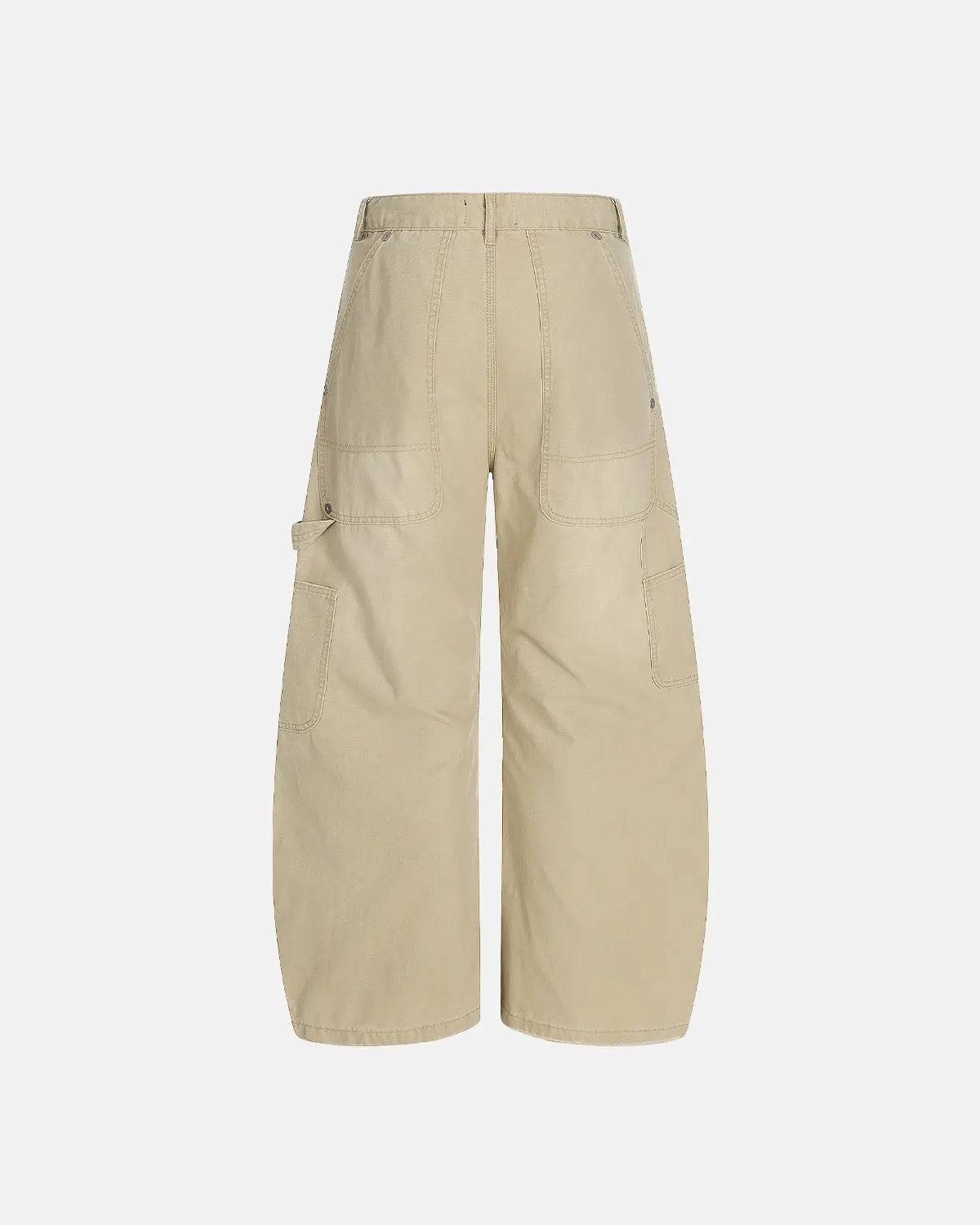 Washed barrel cargo pants by INFLATION, featuring a relaxed fit with multiple cargo pockets and distressed denim style.