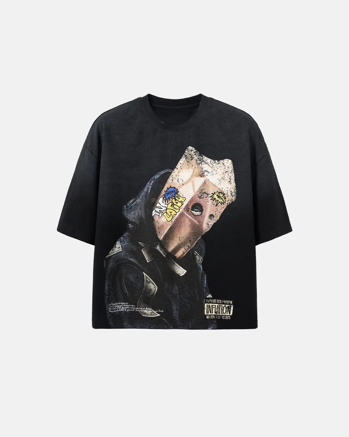 Washed boxy graphic T-shirt by INFLATION, featuring a relaxed fit and bold graphic print on soft cotton fabric.