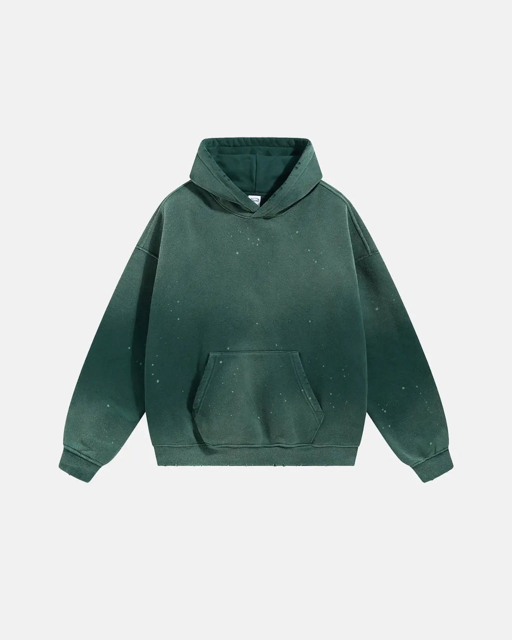 Inflation brand acid washed ripped fleece hoodie with distressed details and a relaxed fit, ideal for casual streetwear fashion.