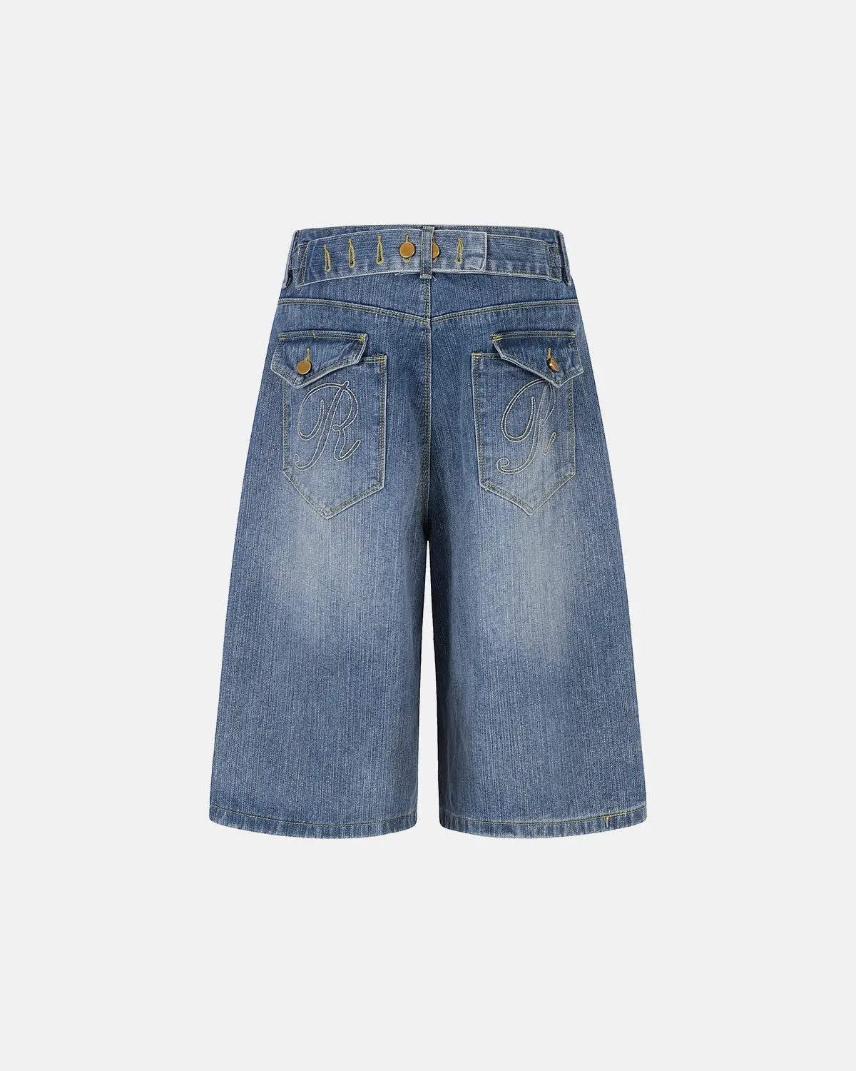 INFLATION Cinch Back Bamboo Weave Long Jorts, stylish bamboo fabric pants with a cinched back design, in a relaxed streetwear style.