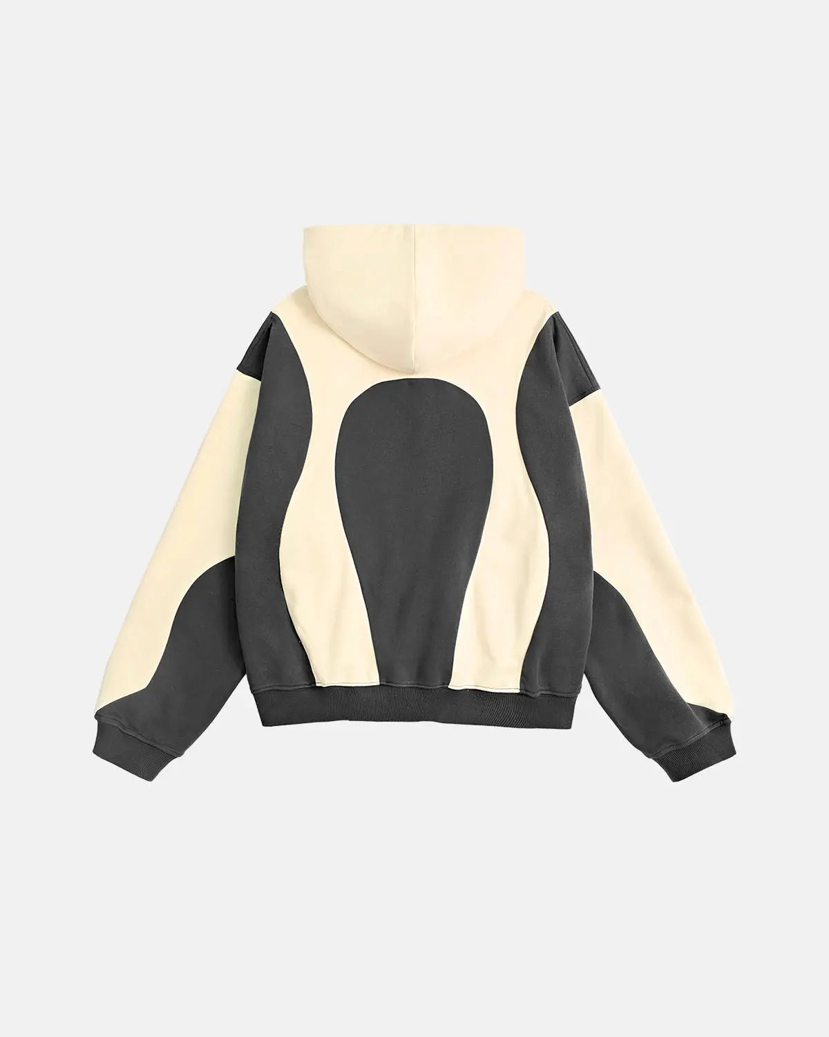 Inflation Streetwear patchwork puff print hoodie with colorful patchwork design and oversized puffed sleeves.