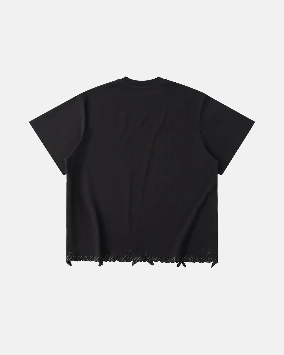 Inflation Streetwear embroidered frayed hem oversized T-shirt featuring colorful embroidered details and a relaxed fit.