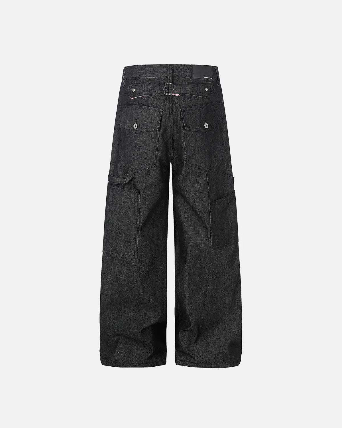 Deconstructed utility baggy jeans by INFLATION featuring a loose fit, multiple pockets, and streetwear style in denim fabric