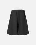 Inflation Streetwear drawstring wide-leg tailored shorts with adjustable waistband and relaxed fit, shown on a model.