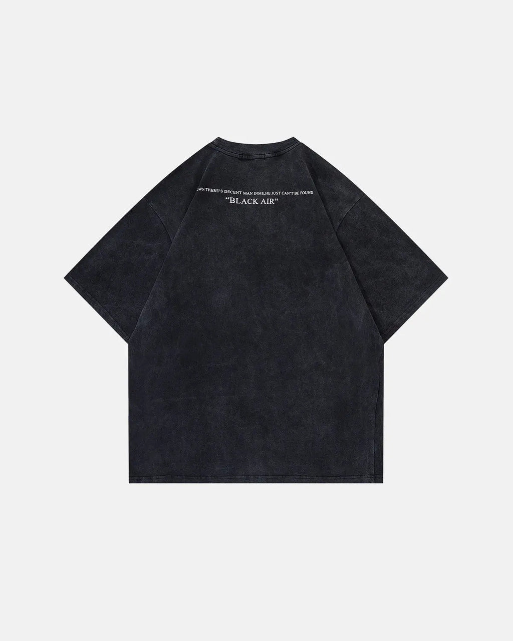 Washed graphic oversized T-shirt by INFLATION, featuring bold print and relaxed streetwear style, displayed on a hanger.