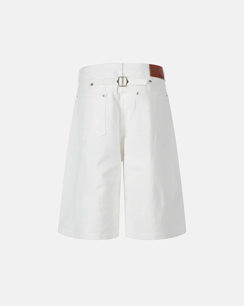 Inflation Back Buckle Longline Casual Shorts, stylish pants with back buckle detail, in a relaxed streetwear style.