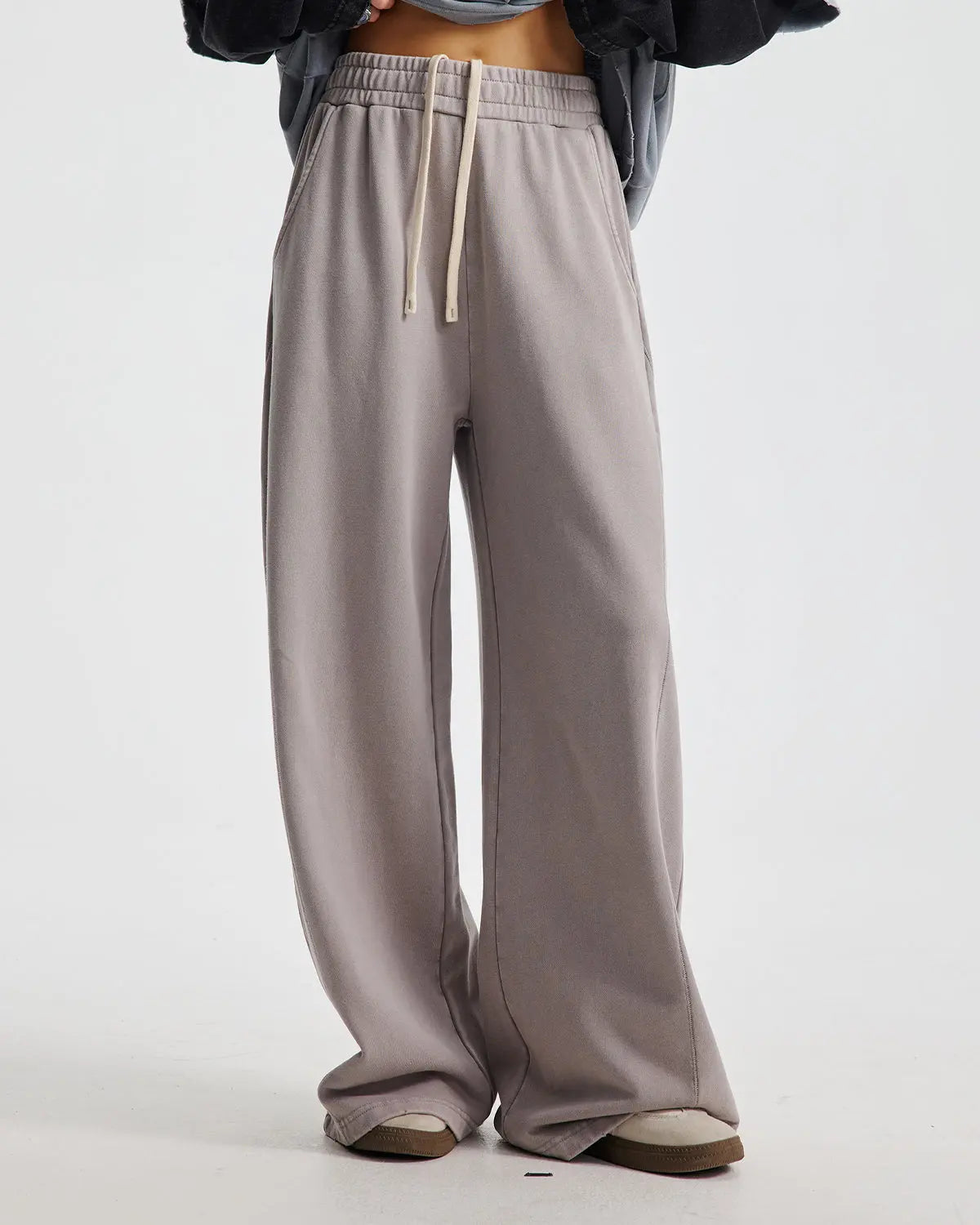 Inflation Streetwear acid wash stitching straight leg sweatpants, casual pants with distressed denim look and relaxed fit.