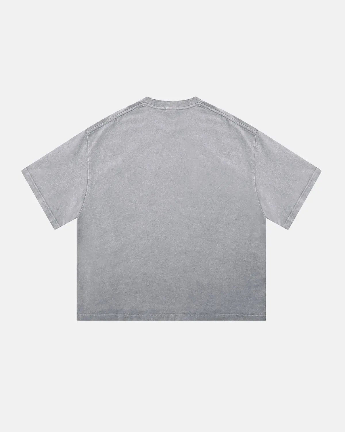 Acid wash boxy fit T-shirt by INFLATION with distressed denim look and relaxed streetwear style, front view.