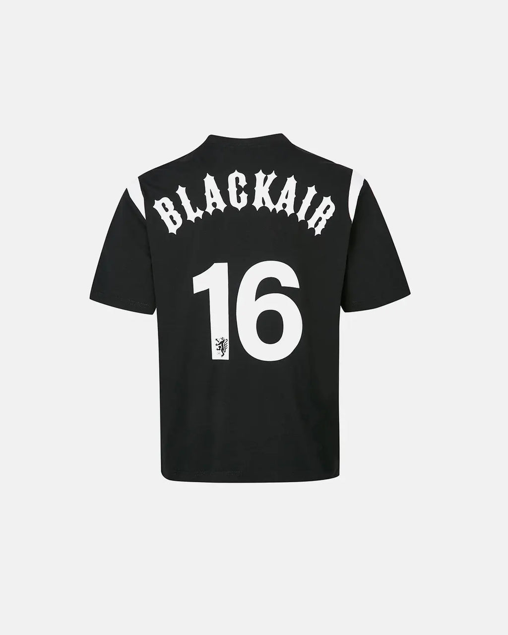 Inflation Streetwear Retro Color Block Embroidered Jersey T-shirt with bold, vibrant embroidery and classic fit on mannequin.