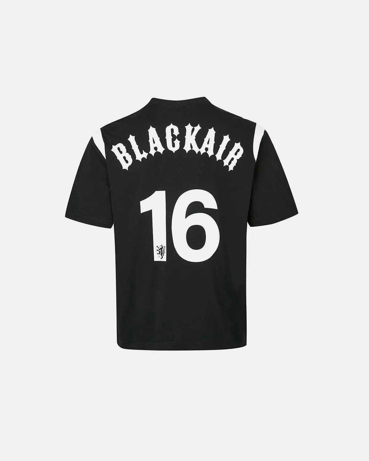 Inflation Streetwear Retro Color Block Embroidered Jersey T-shirt with bold, vibrant embroidery and classic fit on mannequin.