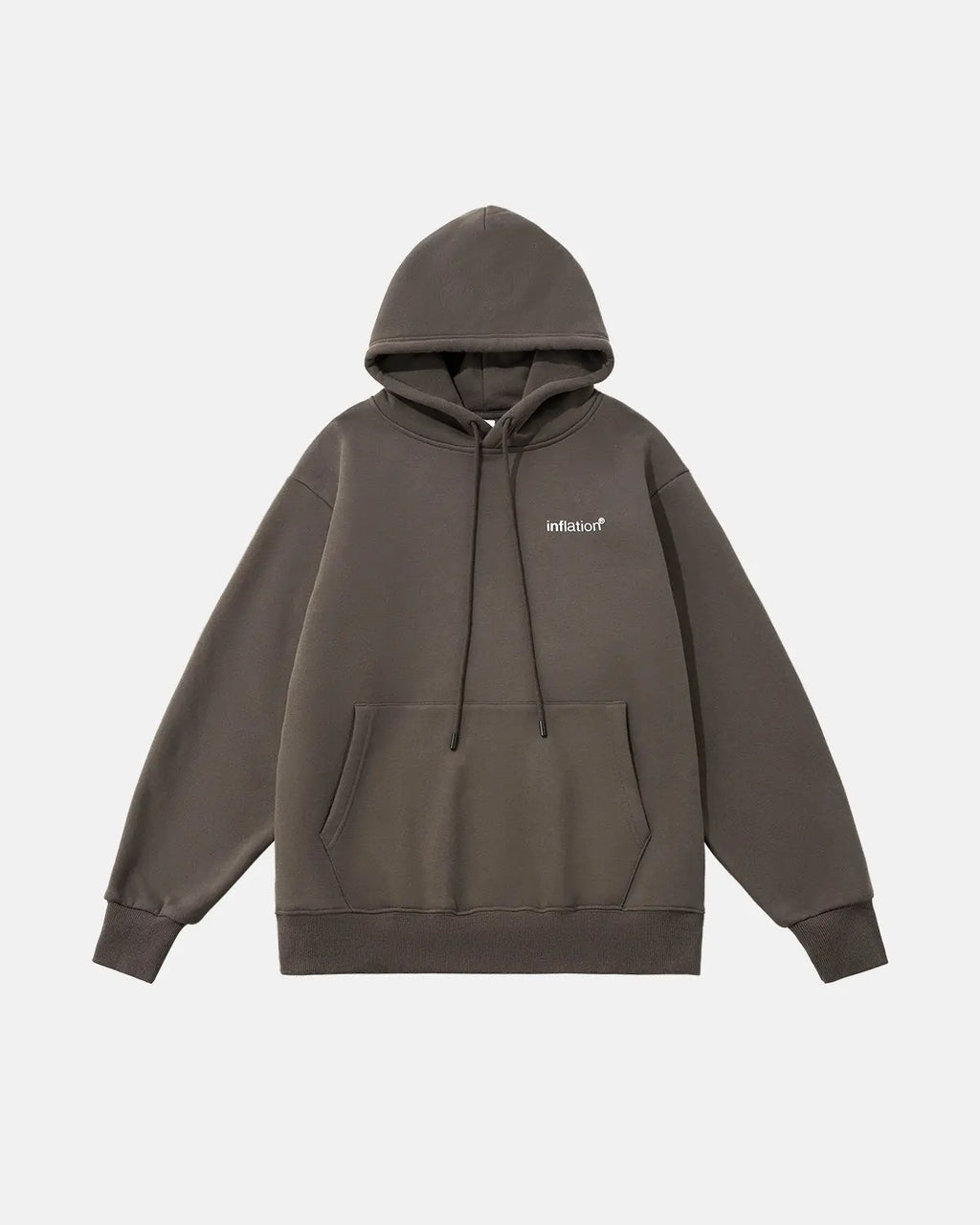 Inflation Streetwear fleece hoodie featuring the brand logo in black on a cozy, stylish fleece fabric.