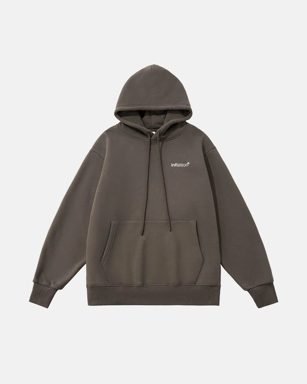 Inflation Streetwear fleece hoodie featuring the brand logo in black on a cozy, stylish fleece fabric.