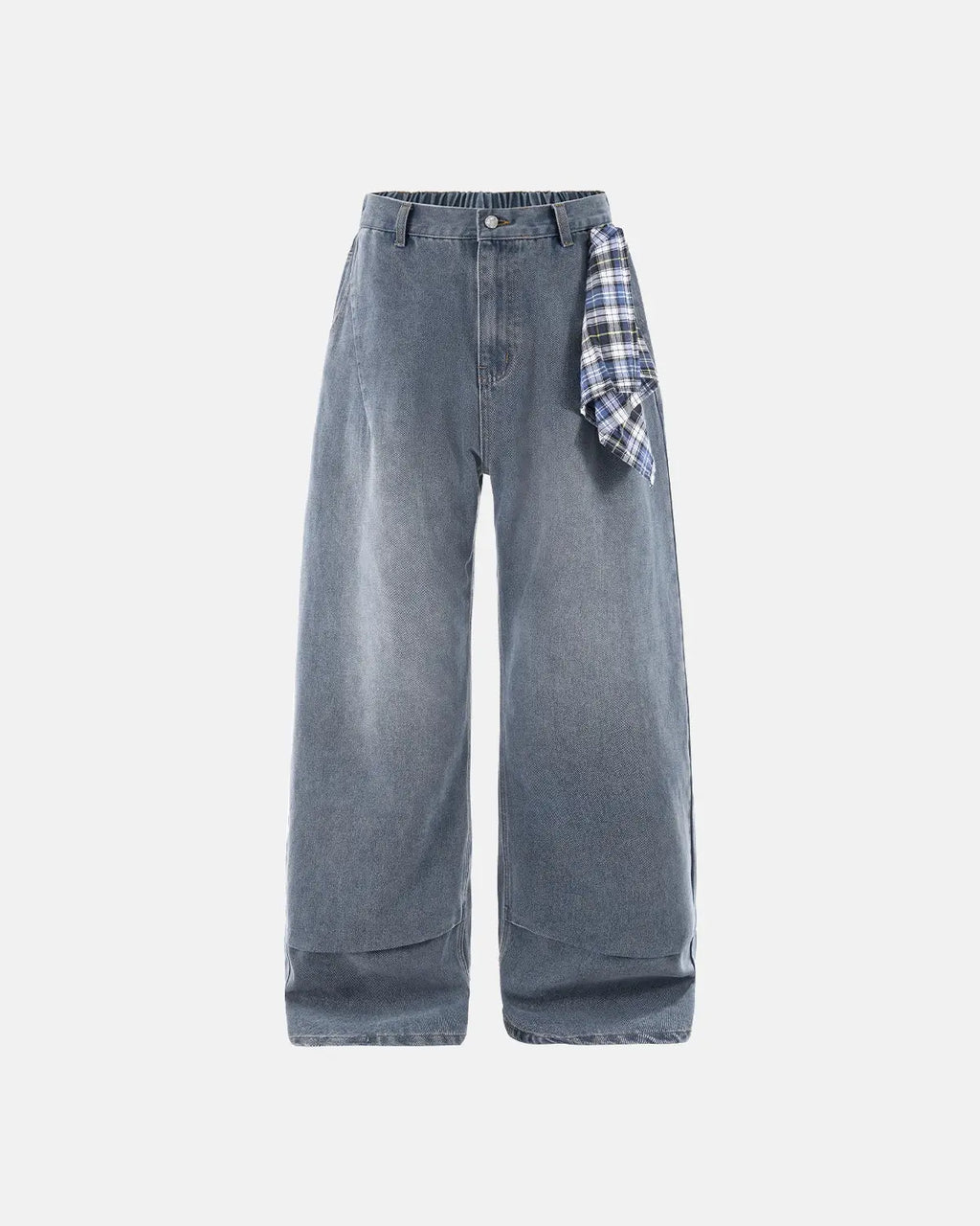 Acid wash detachable bandana baggy jeans by INFLATION featuring relaxed fit and streetwear style with bold, distressed denim.