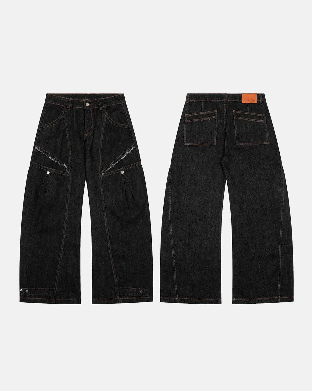 Black Super Barrel jeans by INFLATION Streetwear, shown as stylish men's pants with a relaxed fit and modern streetwear design.
