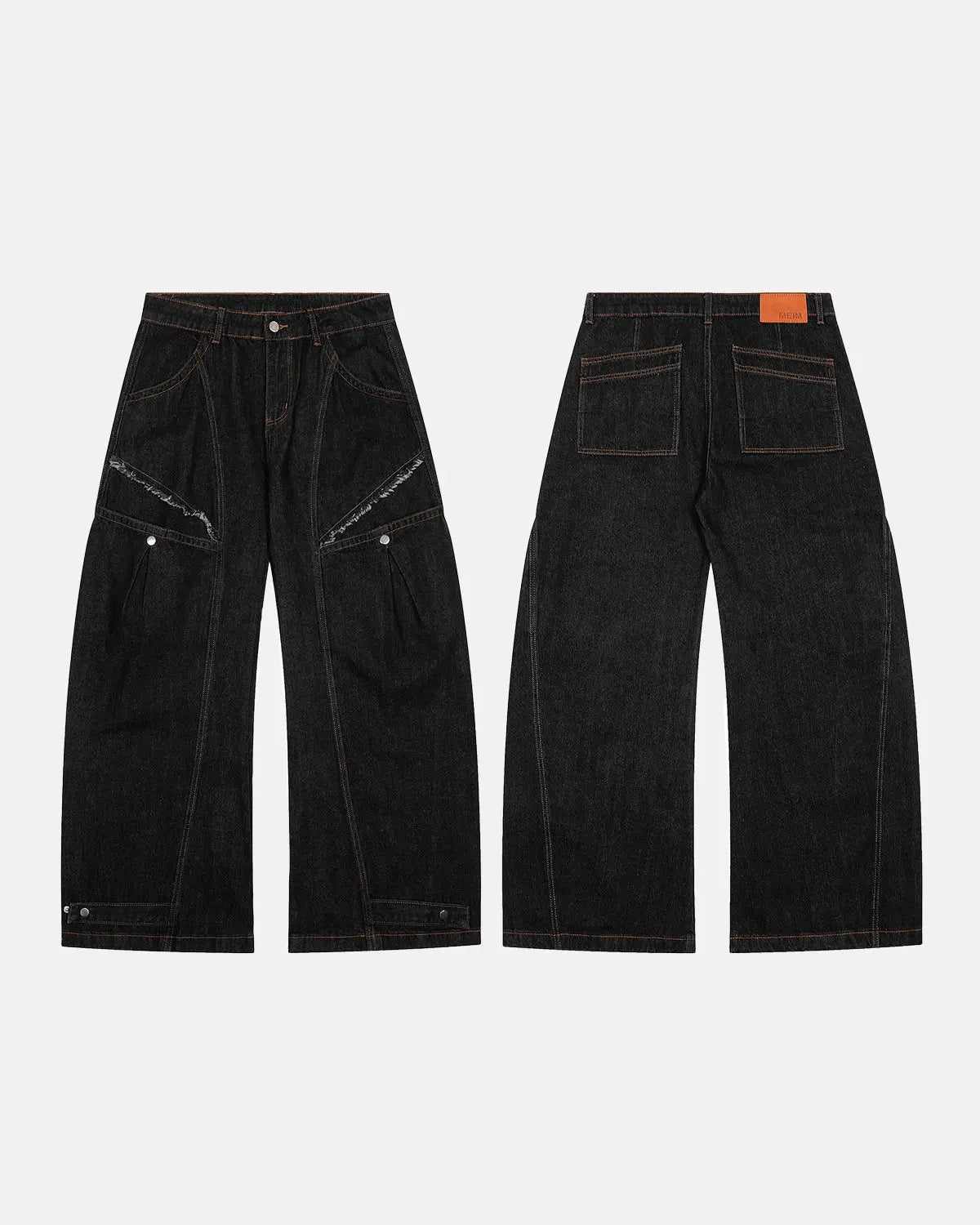 Black Super Barrel jeans by INFLATION Streetwear, shown as stylish men's pants with a relaxed fit and modern streetwear design.