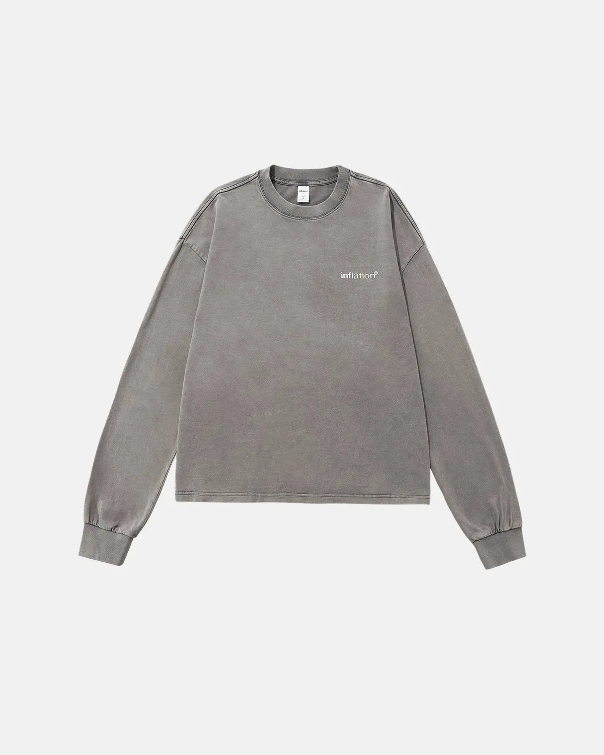 Inflation Washed Long Sleeve T-Shirt in neutral tones, casual streetwear look, with soft fabric and relaxed fit.
