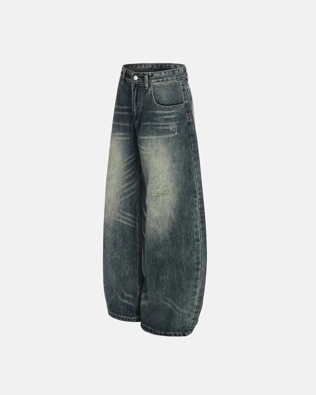 Acid washed ripped baggy barrel jeans by INFLATION, stylish streetwear pants with distressed details and a relaxed fit.