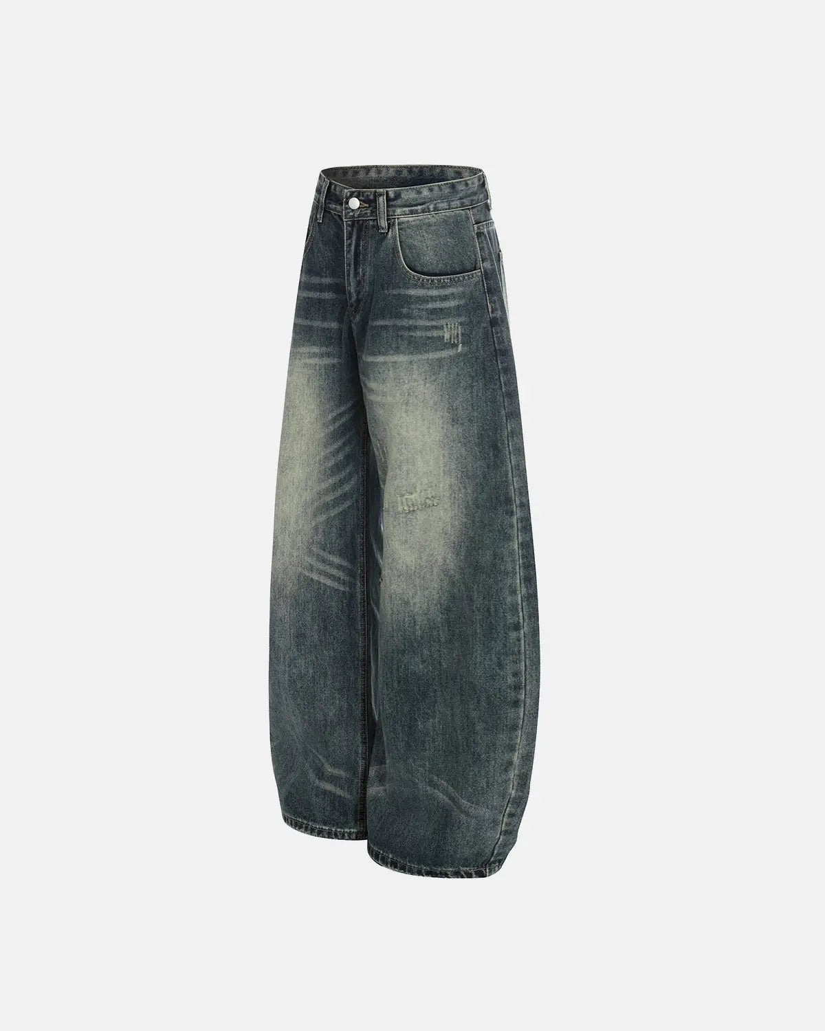 Acid washed ripped baggy barrel jeans by INFLATION, stylish streetwear pants with distressed details and a relaxed fit.