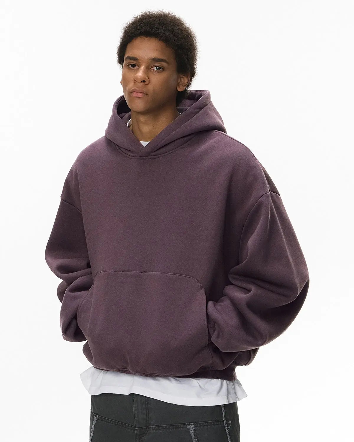 Blank Comfy Boxy Fit Hoodie by INFLATION, casual streetwear hoodie with a relaxed, oversized fit and soft fabric.