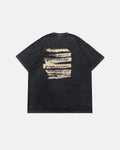 Retro washed graphic cotton T-shirt by INFLATION with vintage-style print, casual streetwear look, and soft fabric.