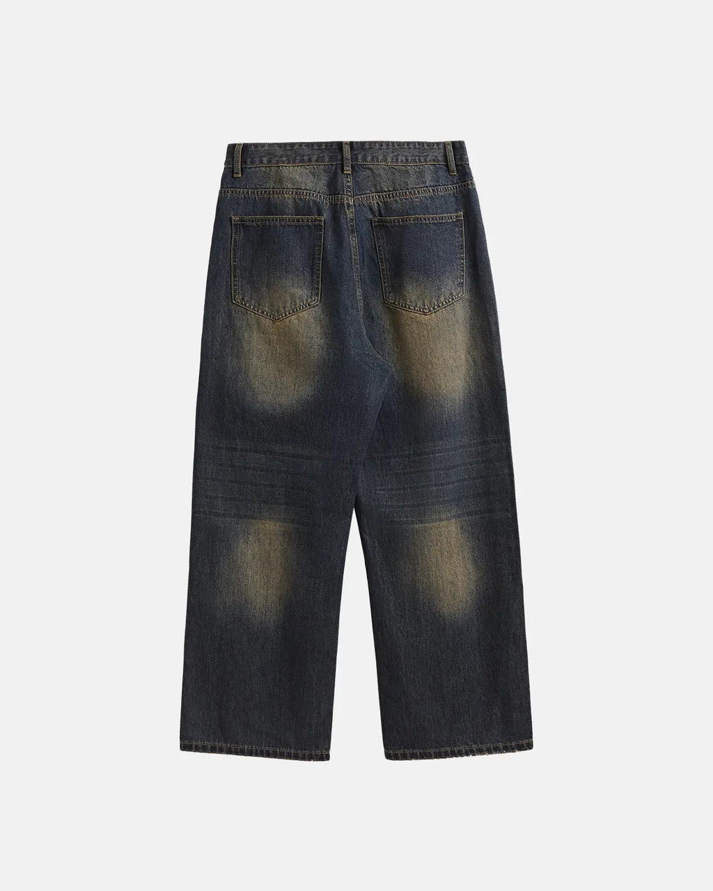 Inflation Monkey Wash Wide Leg Jeans showing high-waisted fit and relaxed, wide-leg cut in light denim with faded wash.