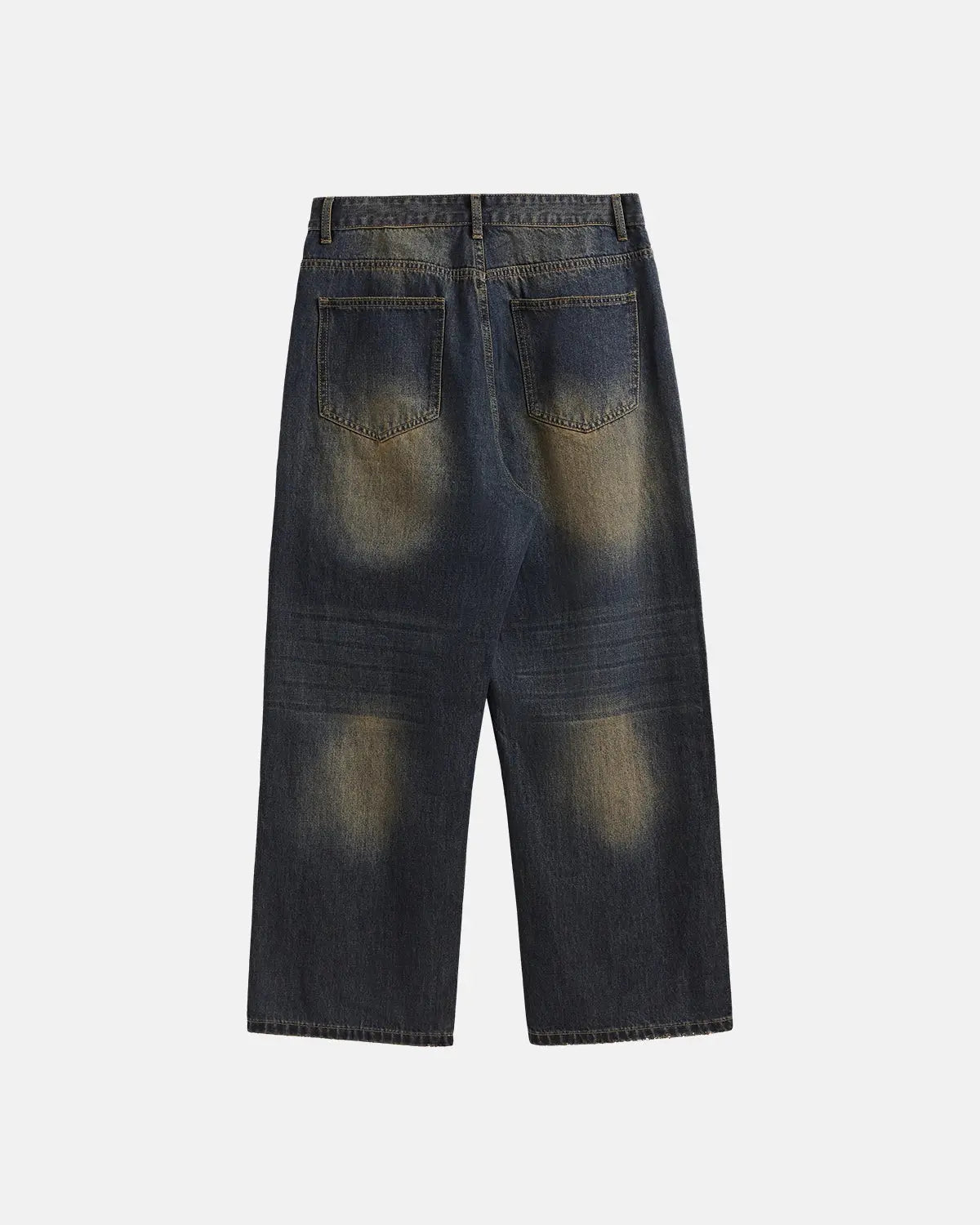 Inflation Monkey Wash Wide Leg Jeans showing high-waisted fit and relaxed, wide-leg cut in light denim with faded wash.
