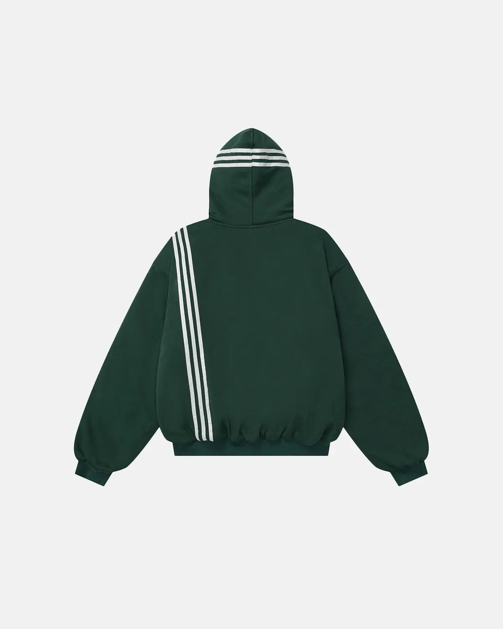 Black and white striped Gothic hooded bomber jacket by INFLATION, featuring a zip-up front and trendy streetwear style.