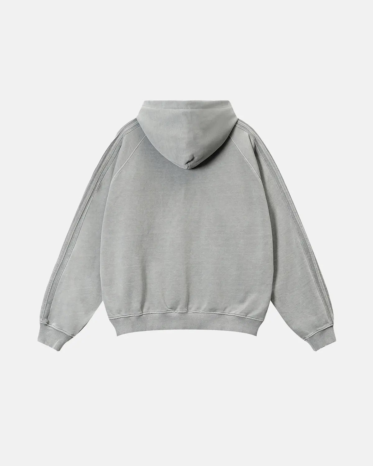 Inflation Streetwear frayed seam acid wash hoodie with distressed details and casual fit, showcasing the trendy streetwear style.