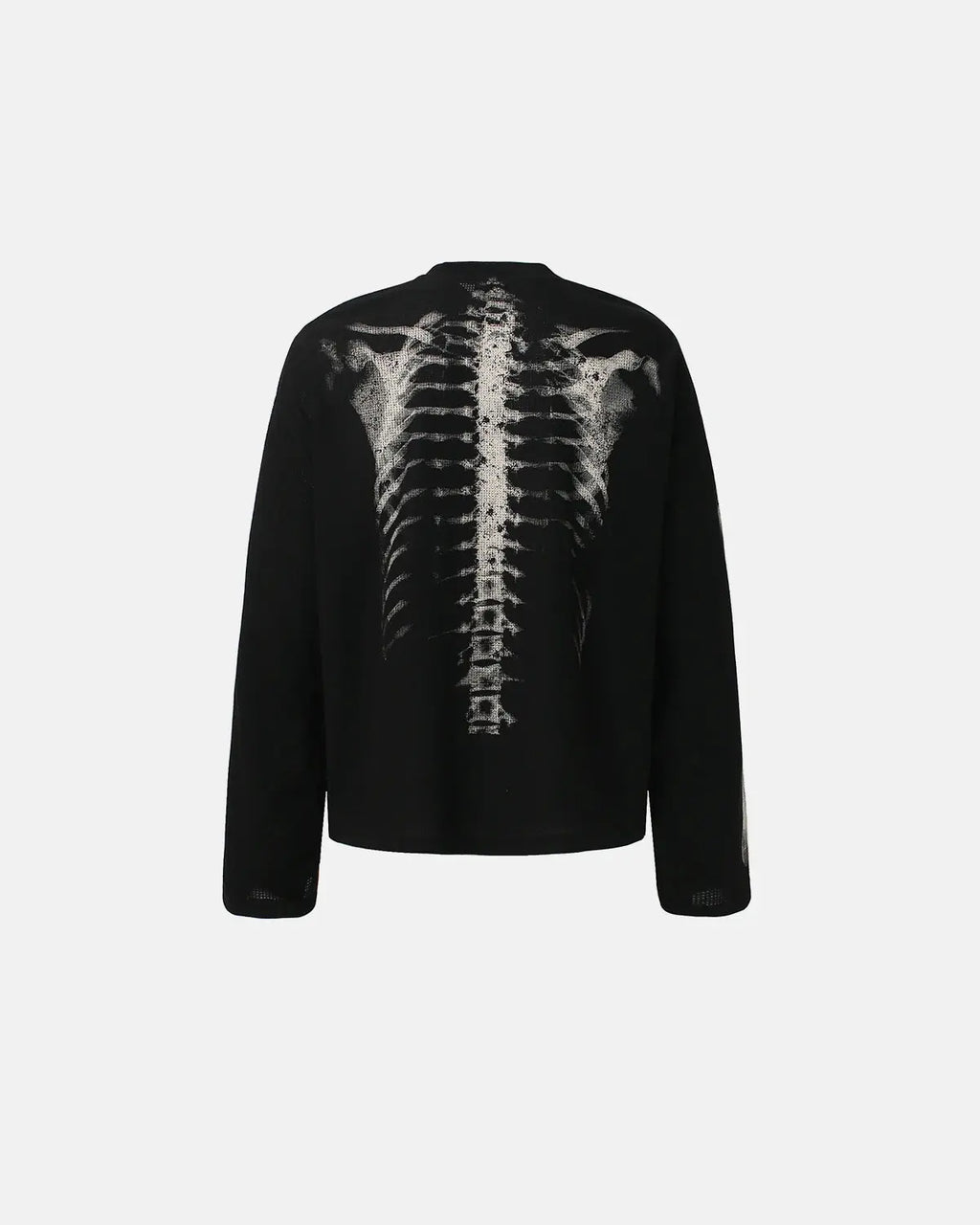 Skeleton graphic washed long sleeve shirt by INFLATION Streetwear, featuring a detailed skeleton print on soft, faded fabric.