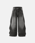 Rhinestone wavy baggy jeans by INFLATION featuring streetwear style with inflated design and sparkling rhinestone accents.