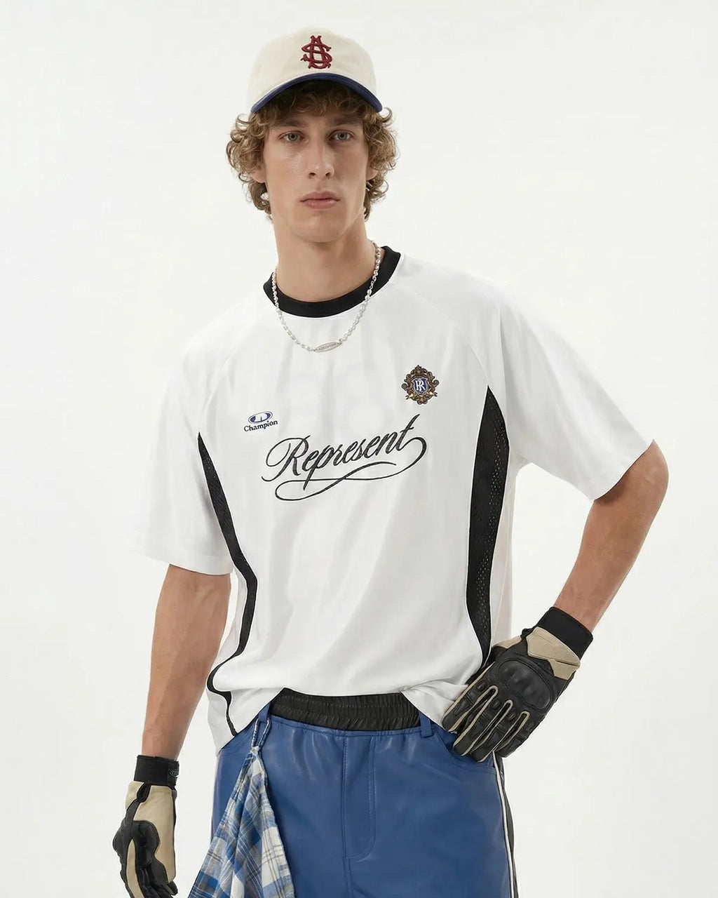 Retro colorblock football jersey by INFLATION, featuring bold color blocks and classic sportswear design.