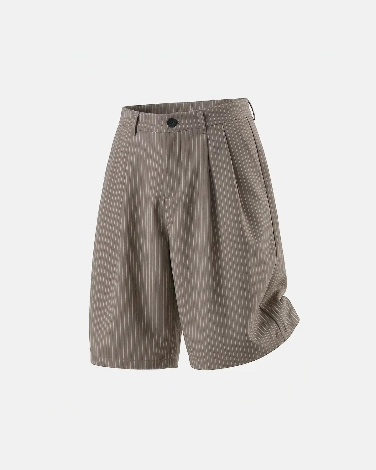 Inflation Streetwear pinstripe pleated tailored shorts, stylish pants with a fitted waistband and classic pinstripe pattern.