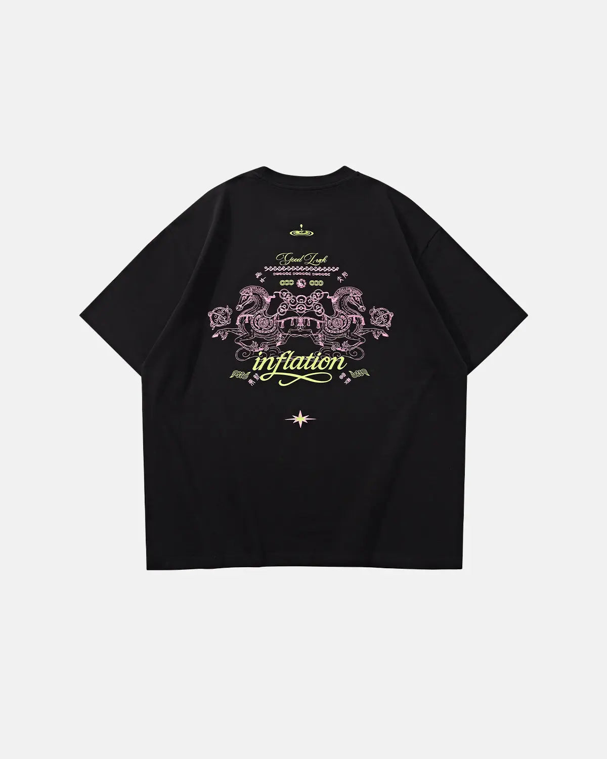 Inflation Streetwear "Money on the Way" cotton T-shirt with bold printed design, casual fit, and graphic style.