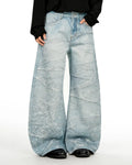 Inflation Rhinestone Lightning Baggy Barrel Jeans featuring rhinestone lightning bolt designs and a loose, streetwear style.