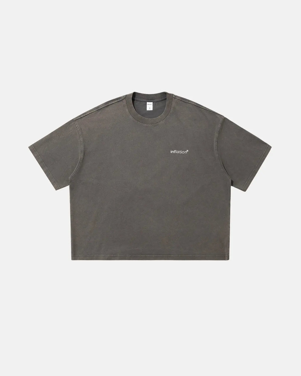 Inflation Streetwear distressed washed T-shirt featuring a relaxed fit and vintage-inspired design, casual streetwear style.