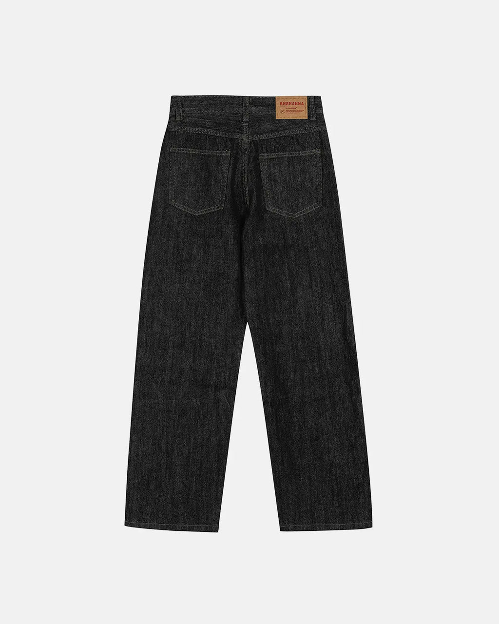 Raw straight-leg denim pants by INFLATION featuring classic blue denim, front pockets, and a relaxed fit.