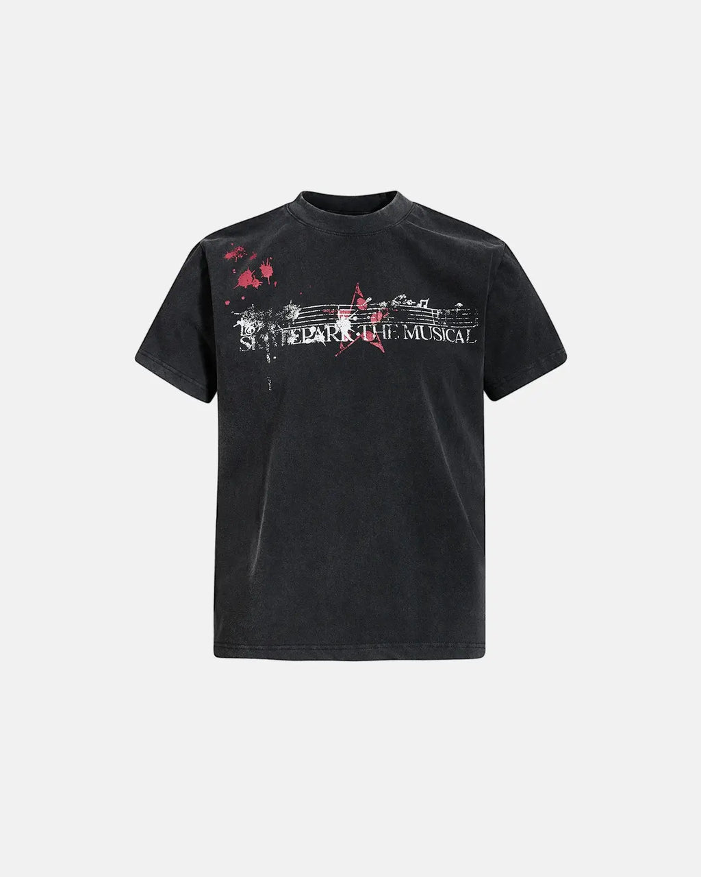 Acid Washed Music Graphic T-Shirt by INFLATION, featuring a vibrant musical design on a casual streetwear T-shirt.