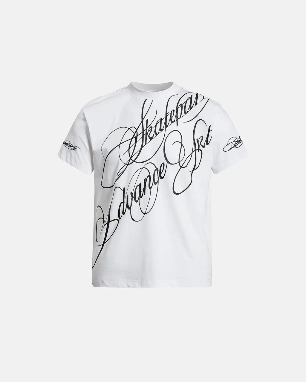 Inflation Streetwear all-over script graphic T-shirt featuring bold printed text on soft cotton fabric