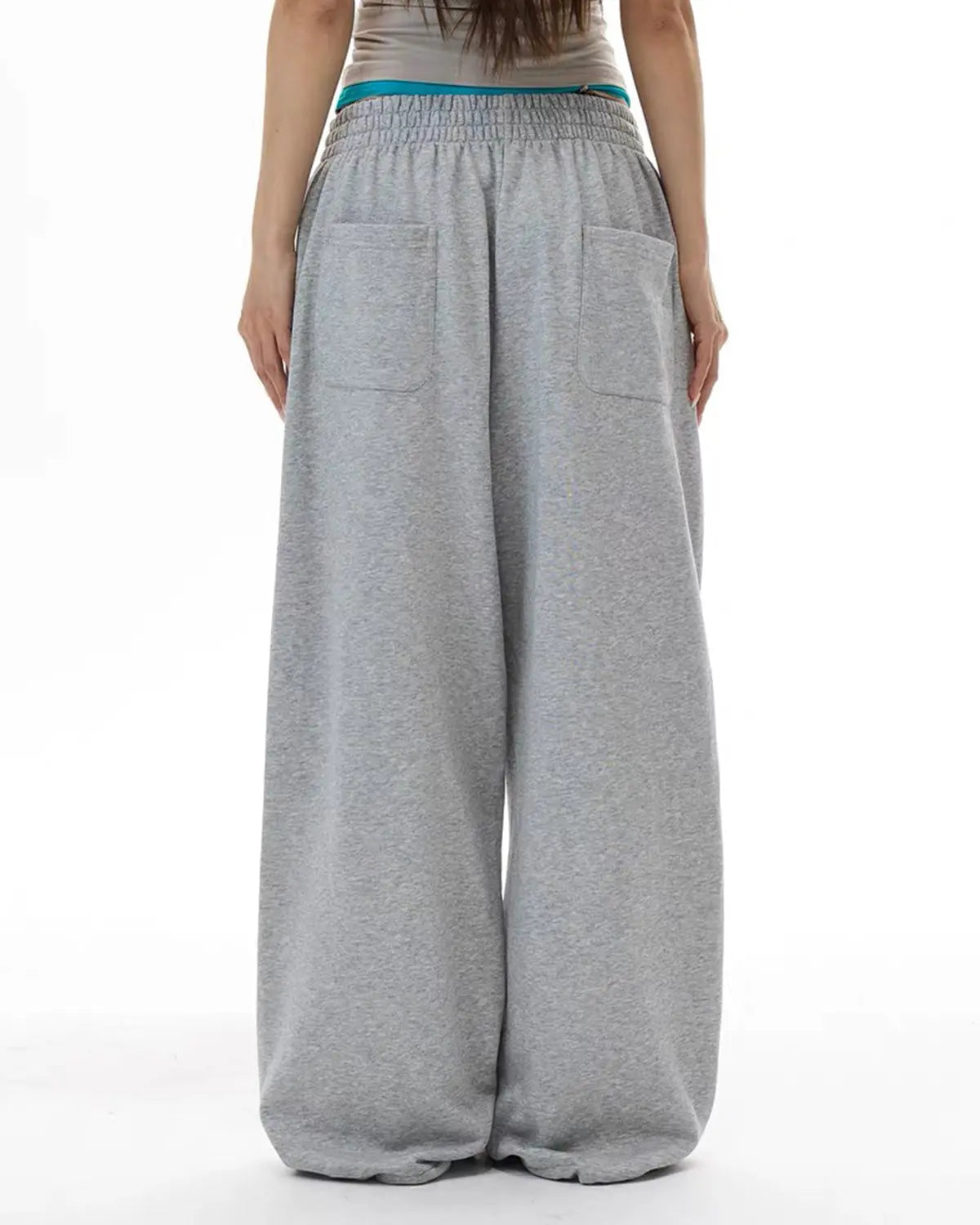 Inflation Star Patch Baggy Wide-Leg Sweatpants with star patches and relaxed fit, casual streetwear style.