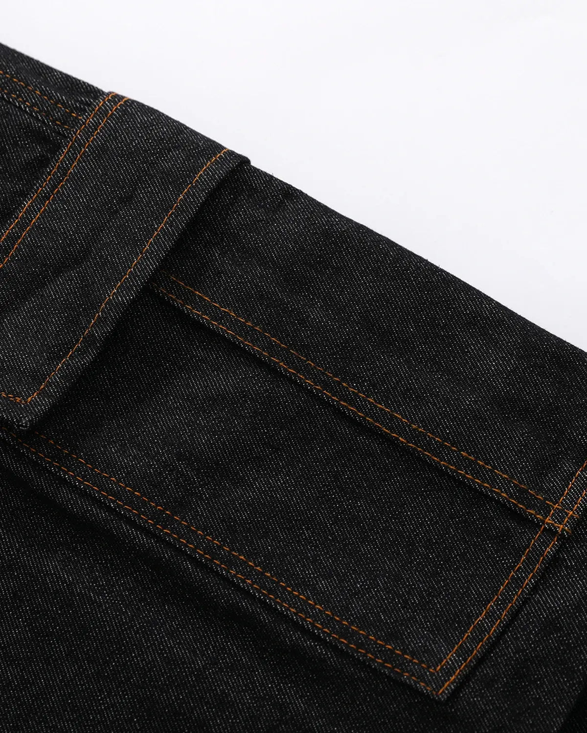 Inflation Streetwear layered utility baggy jorts, casual denim pants with multiple pockets and a relaxed fit.