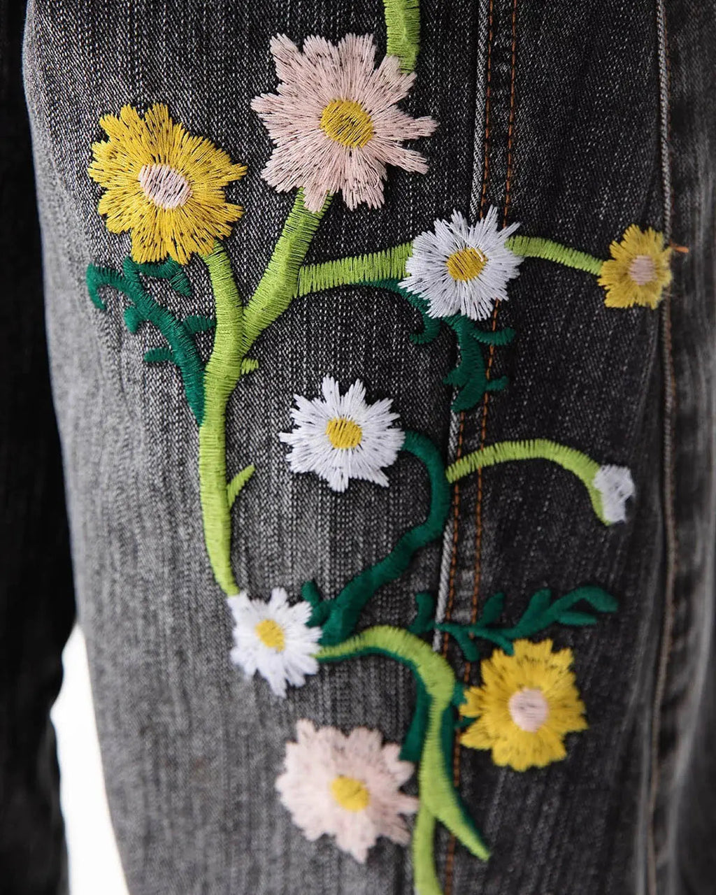 Inflation brand embroidery bamboo weave baggy jeans, casual streetwear pants with unique textured design and relaxed fit.