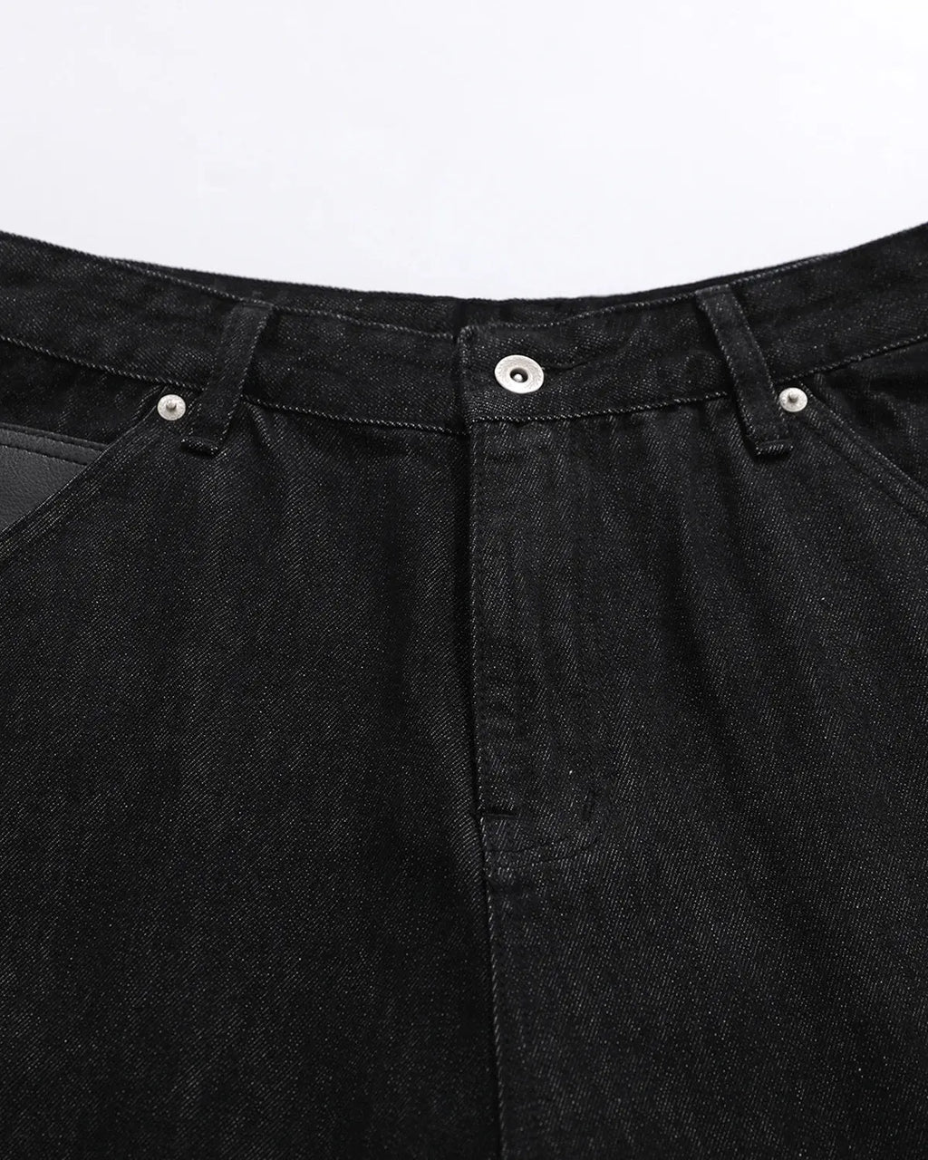 Inflation Streetwear longline wide-leg jorts pants with a relaxed fit, denim fabric, and stylish oversized design.