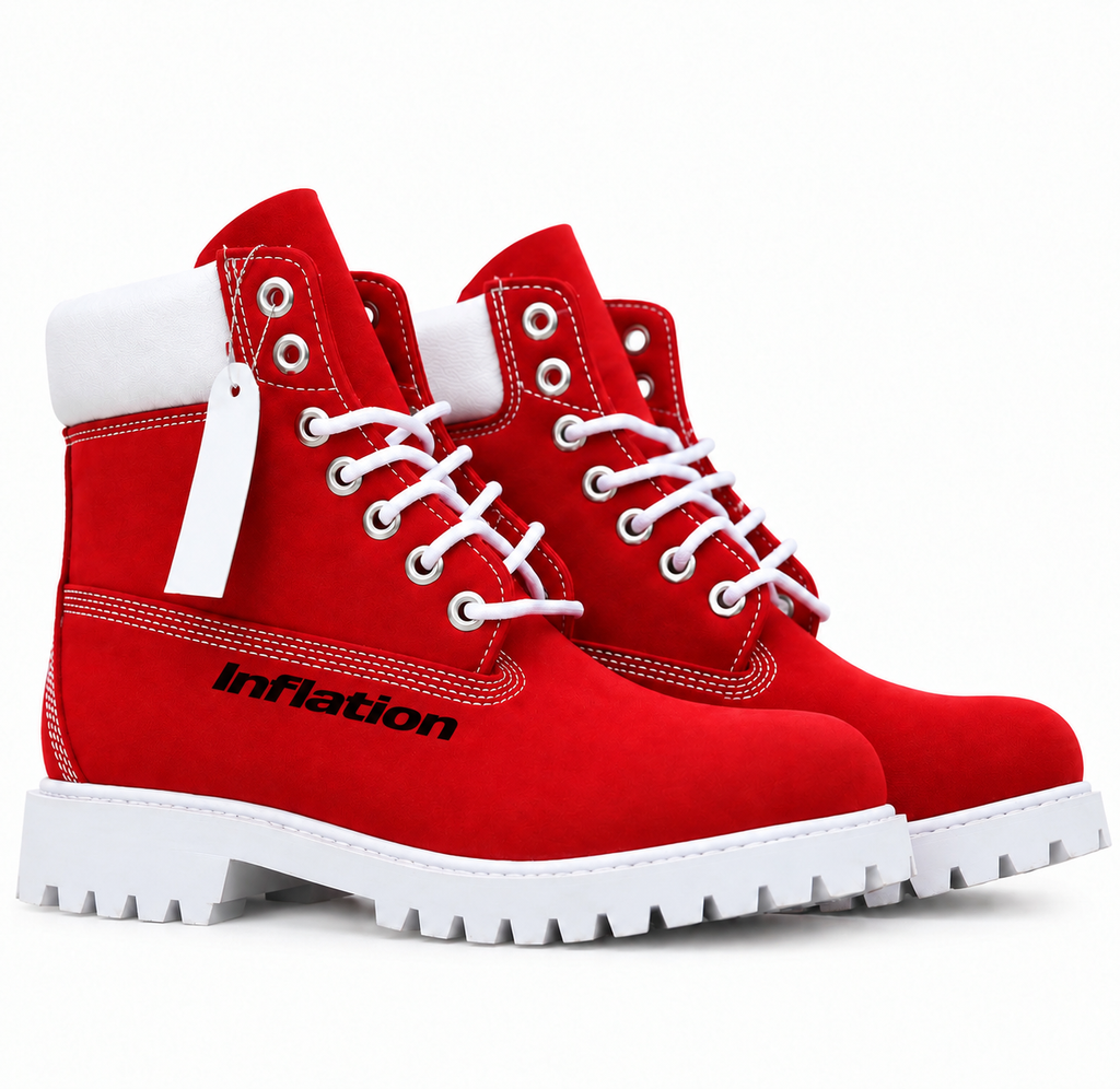 Inflation brand inflation boots with sturdy design and ankle support, shown in a detailed front view.