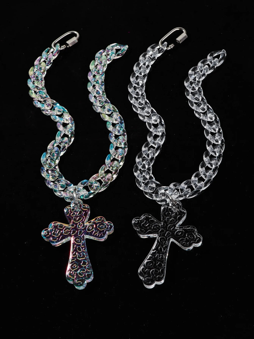 Inflation Big Cross Pendant Chain Necklace, 51cm, featuring a large cross pendant on a silver-tone chain.