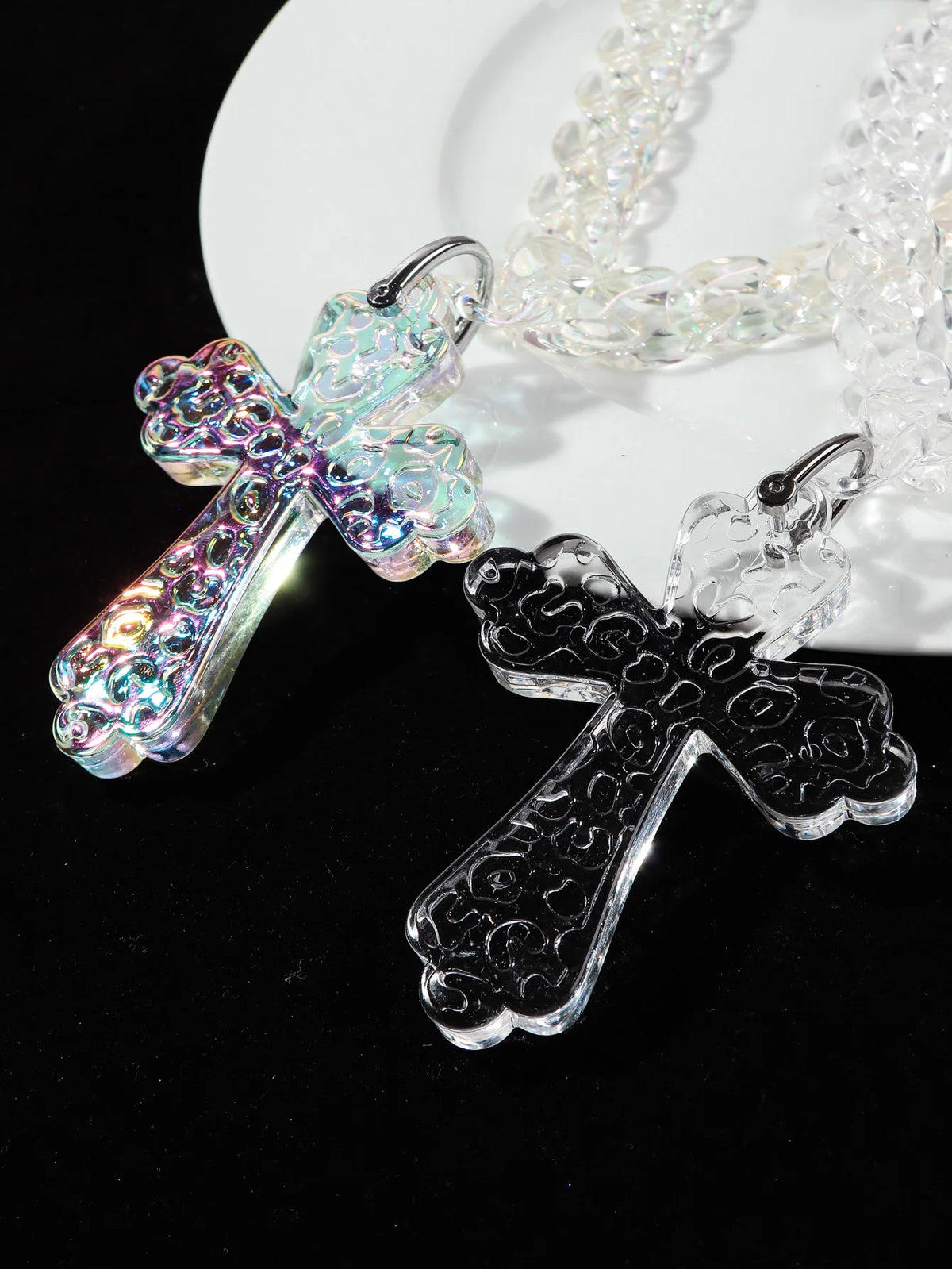 Inflation Big Cross Pendant Chain Necklace, 51cm, featuring a bold cross pendant on a sturdy chain, stylish jewelry accessory.