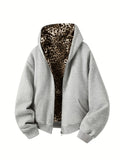 Inflation Streetwear zip-up hoodie featuring a bold leopard print design, stylish and comfortable for casual wear.