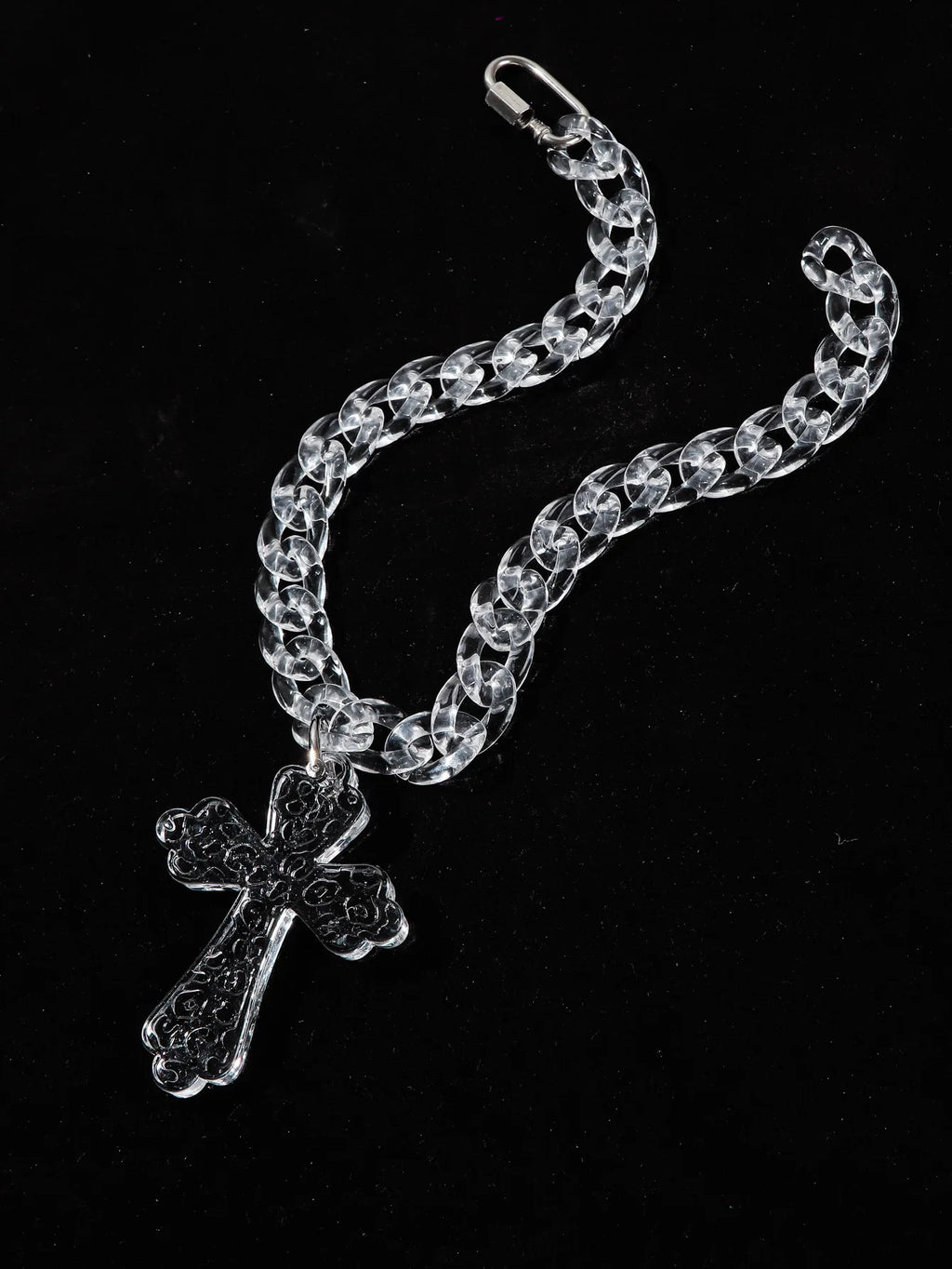 Inflation Big Cross Pendant Chain Necklace, 51cm, featuring a large cross pendant on a silver-tone chain.