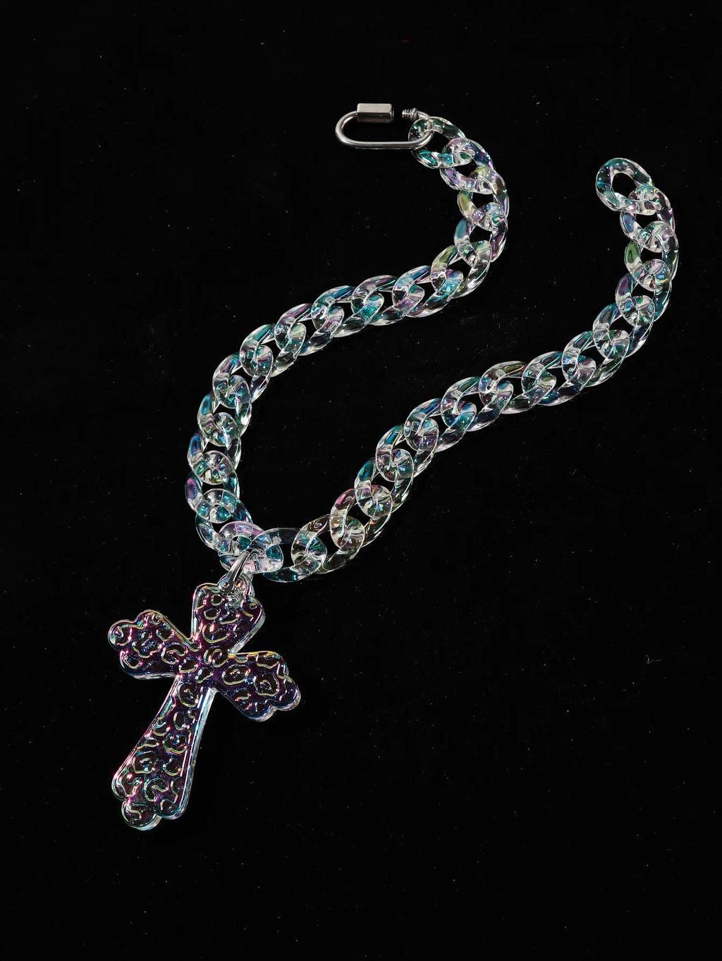 Inflation Big Cross Pendant Chain Necklace, 51cm, featuring a bold cross pendant on a silver-tone chain.