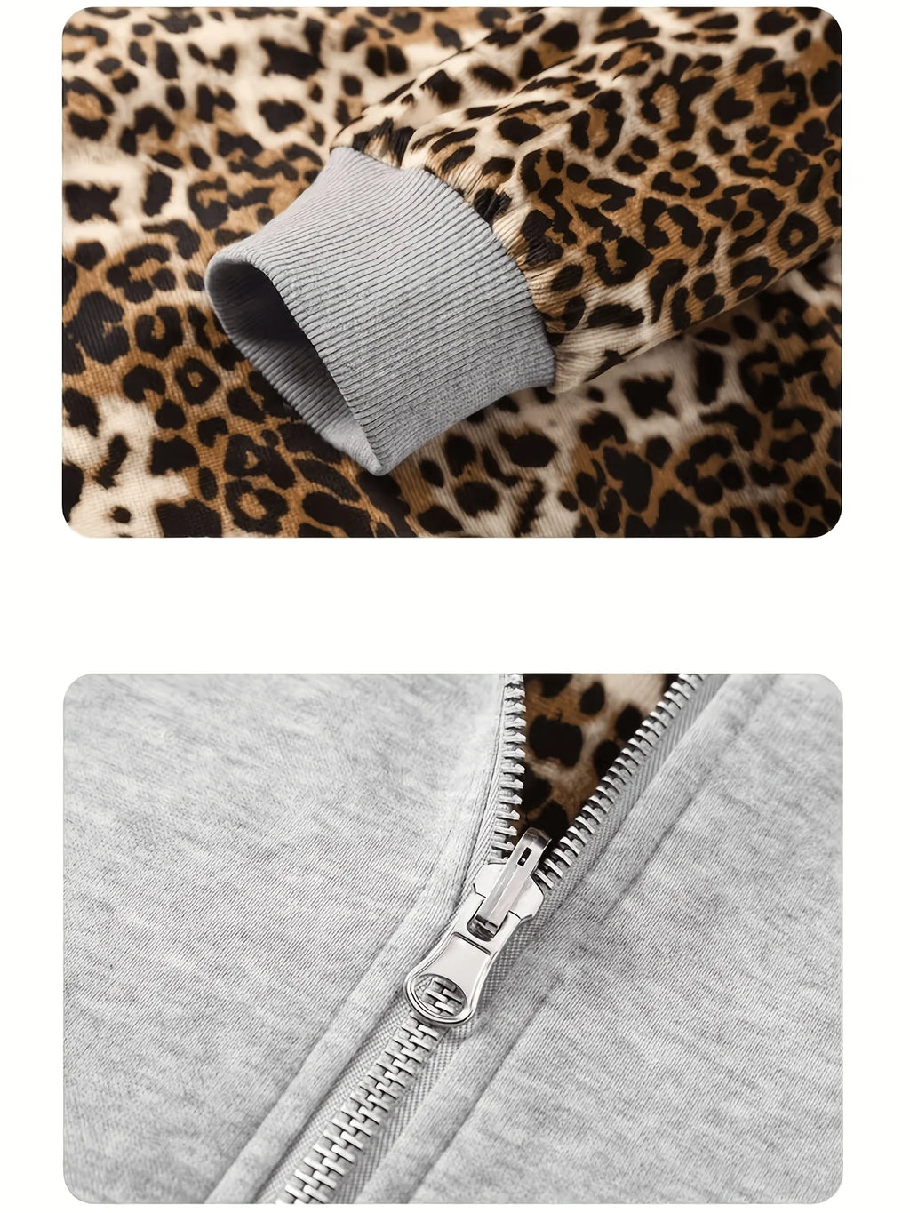Inflation Streetwear Zip-Up Leopard jacket with bold leopard print, stylish casual outerwear for street fashion enthusiasts.
